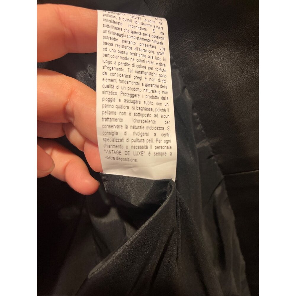 Authentic Vintage De Luxe Italian Black Leather Jacket Sz Women 44 M Zippers - Picture 10 of 12